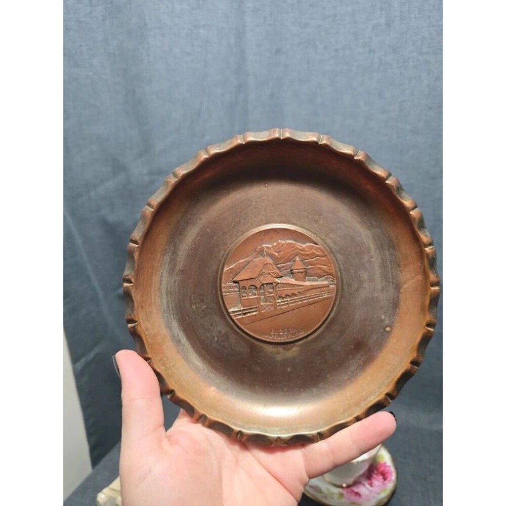Vintage Luzern-Kapellerucke Bridge Copper Wall Plate
